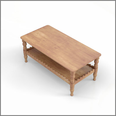 Rectangle Coffee Table Solid Wood Coffee Table with Storage Shelf,Farmhouse 2-Tier Center Table Lacquered Classical Legs,Easy Assembly Apartment Cente