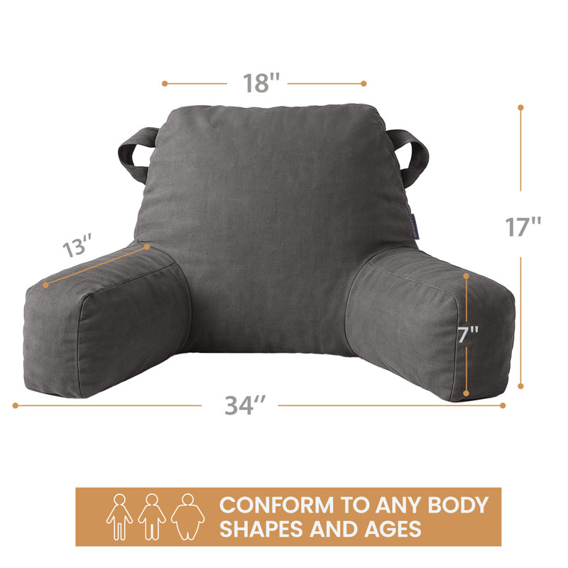Comfy Backrest Pillow Arm Pillow With Pockets, Gray
