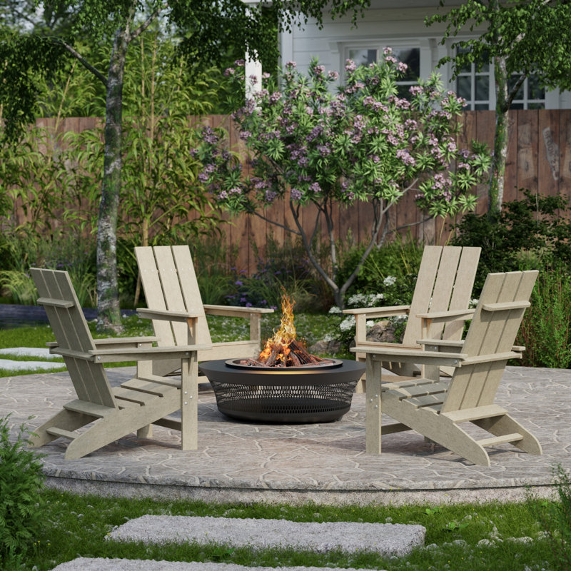 Freedom 4-Piece Modern Adirondack Conversation Set, Weathered Wood