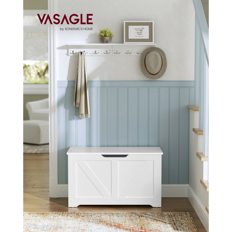 Storage Chest, Storage Bench, Shoe Bench, Storage Trunk With 2 Safety Hinges, 15.7 X 31.5 X 18.1 Inches, White
