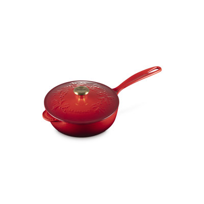 Le Creuset Enameled Cast Iron Holly Collection Traditional Saucier With Lid 2.25 Qt. Artichaut