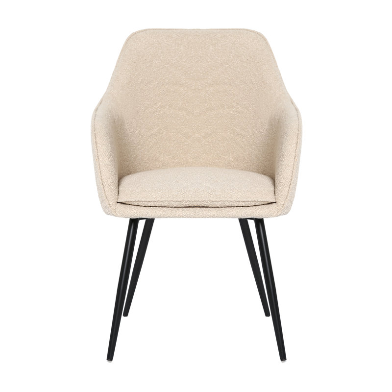 Coucou Upholstered Dining Chair, Cream Boucle, Black