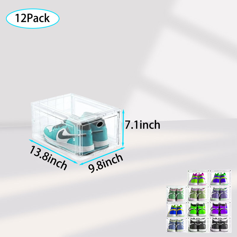 12 Pack Shoe Box For Home, Entryway, Bedroom & Doorway, Clear