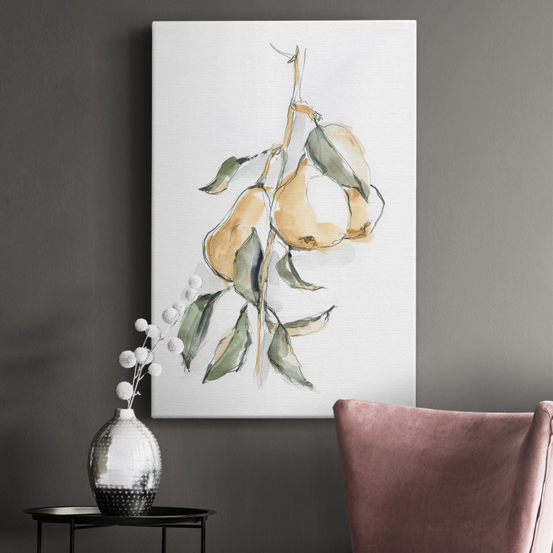 «Watercolor Fruit Contour I», toile tendue avec châssis de qualité supérieure - prête à être accrochée