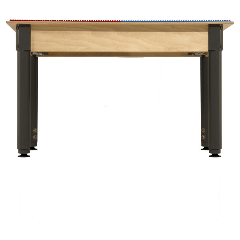 Plastic Adjustable Rectangle 4 Students Activity Table, Red/Blue, 29.5" H x 35" L x 15.5" W