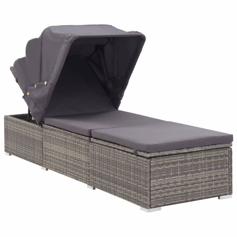 78" Long Single chaise with Cushions, Gray, Gray