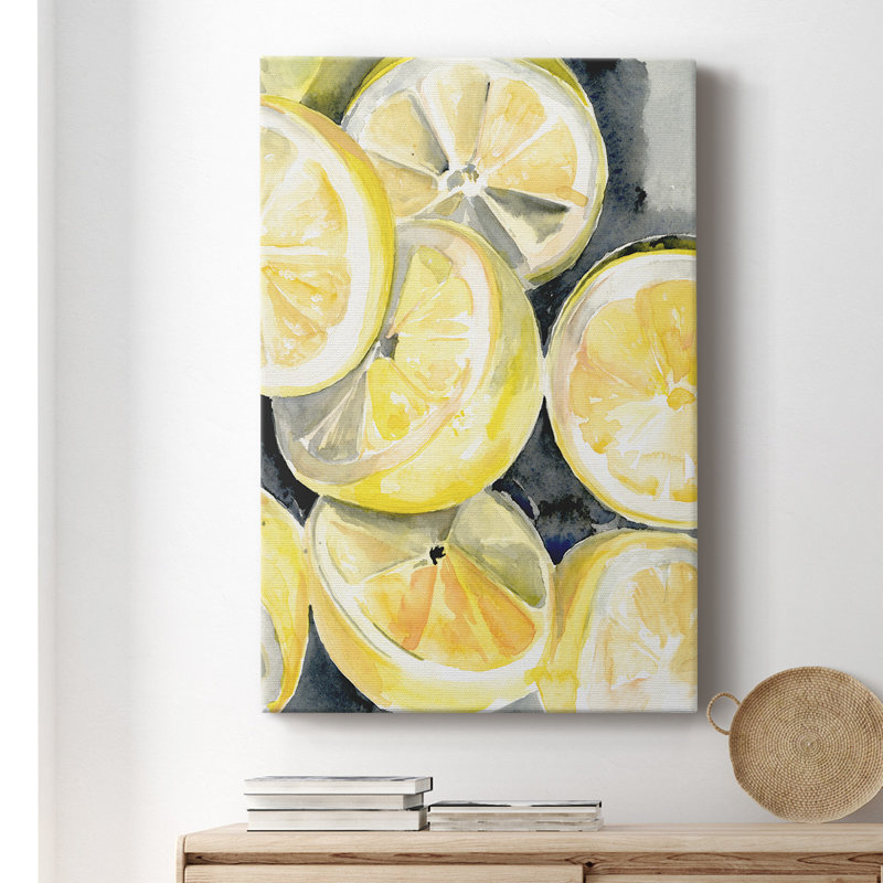 Lemon Slices I - peinture sur toile tendue, H 60 po x l 40 po x P 1,5 po