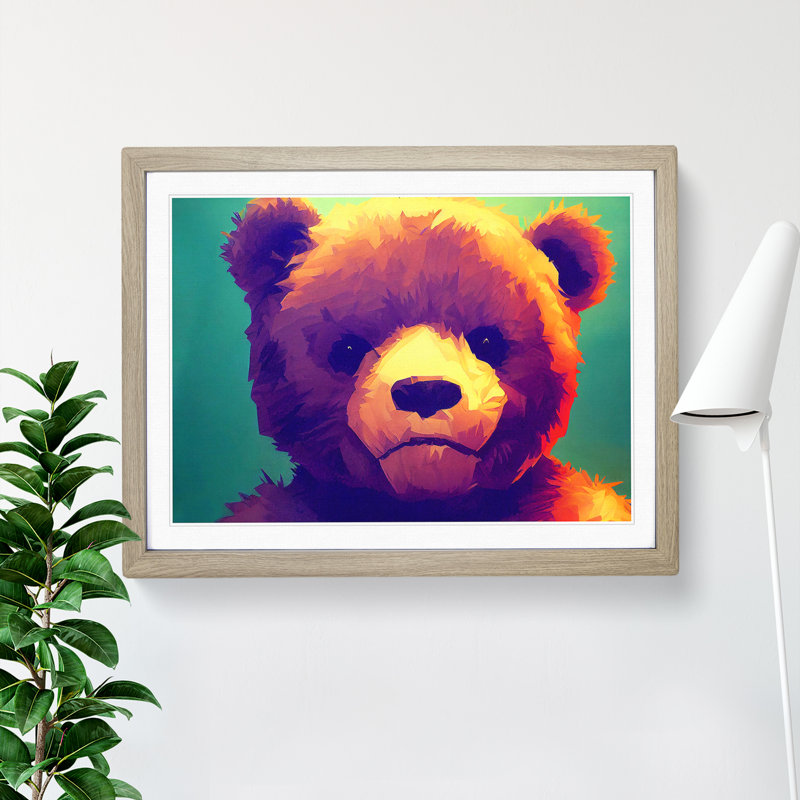 Teddy Bear - Single Picture Frame Print, 34cm H x 46cm W, Beige