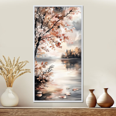 «Brown Black Spring Lakeside Reflection II - Brown Serene», reproduction d'art sur toile