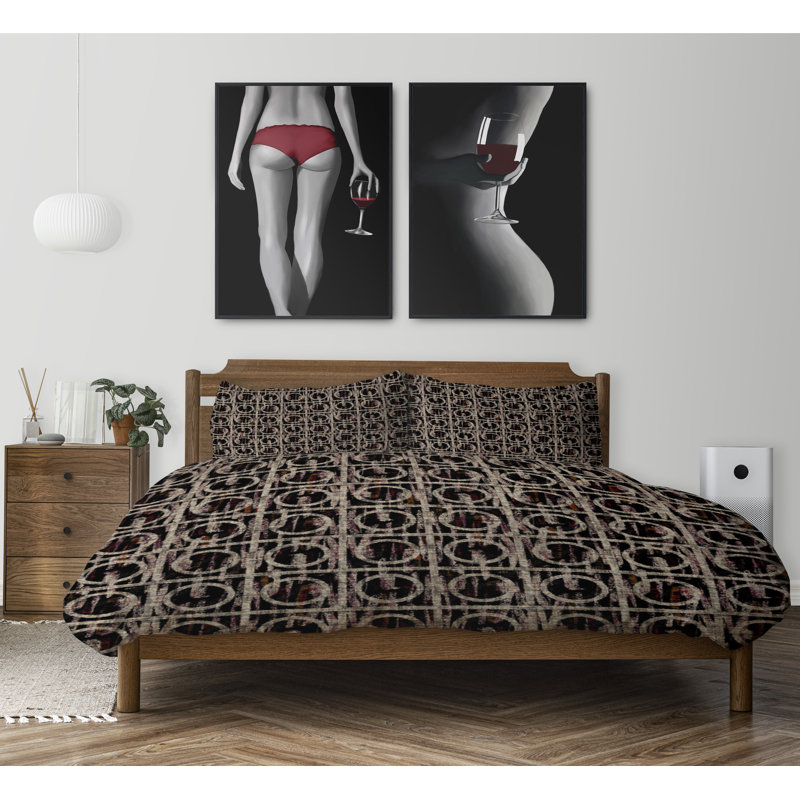 Twill Geometric Shapes Duvet Cover, King Duvet Cover + 2 King Pillowcases