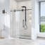 Porte de douche coulissante simple sans cadre de 44 à 48 po x H 76 po - Verre trempé transparent de 5/16 po (8 mm), conception de dérivation avec finition noir mat-126143560