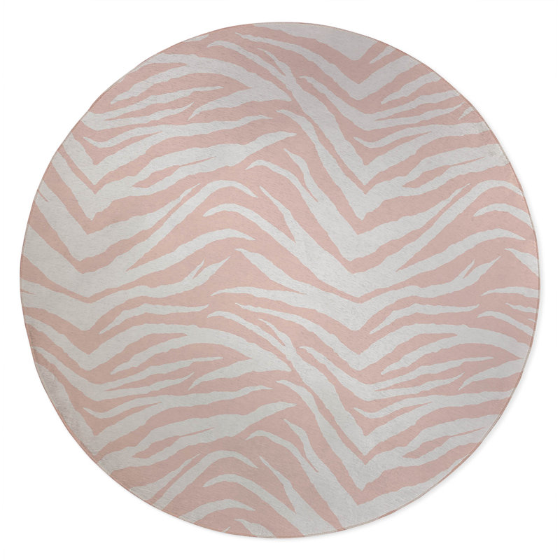 Zebra Patch Non-Slip Outdoor Rug, Round 5'