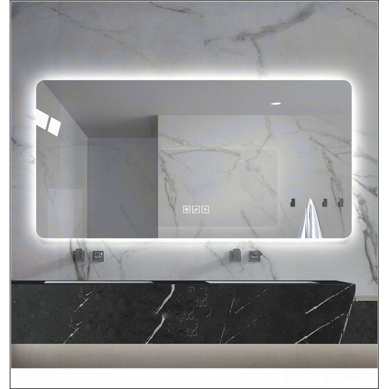 Miroir de salle de bain 28 po x 60 po à DEL avec résistance à la corrosion, intensité réglable en trois couleurs et désembuage à une touche