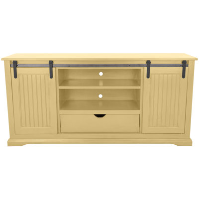 80 inch Coastal Solid Wood Sliding Barn Door TV Stand