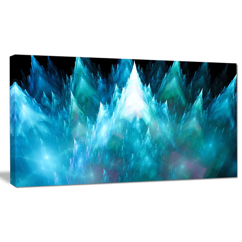 « blue fractal crystals design », impression sur toile tendue, H 16 po x l 32 po x P 1 po