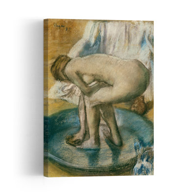 Femme se baignant dans une baignoire peu profonde, estampe d'art mural contemporain abstrait impressionniste de 1885