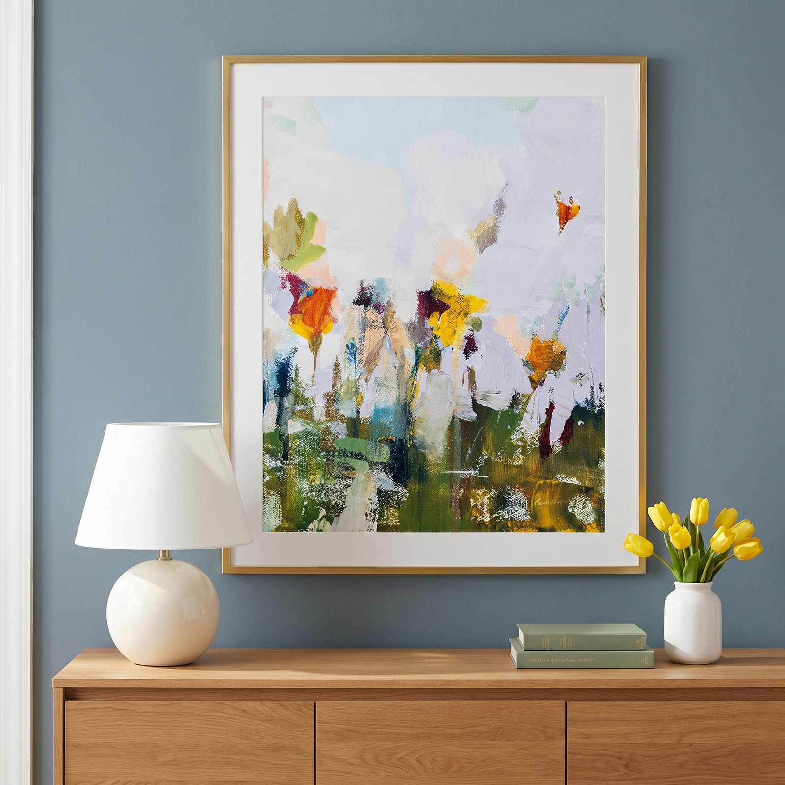 Spontaneous Summer Flowers by Pamela Munger, 41.25" H x 34.42" W x 0.88" D, Gold
