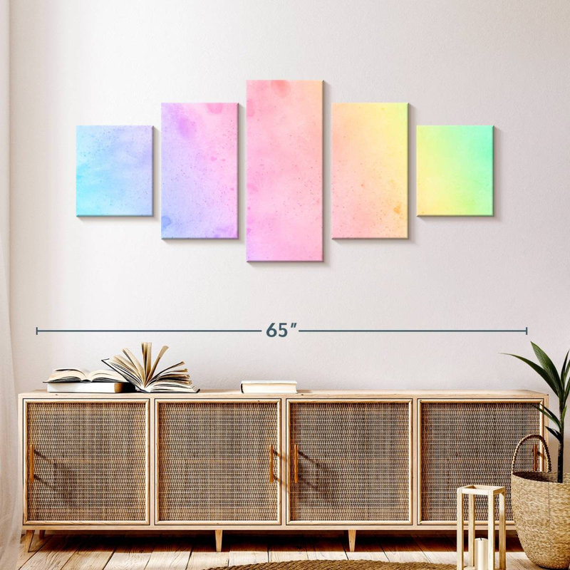 Arc-en-ciel pastel, H 24 po x l 55 po