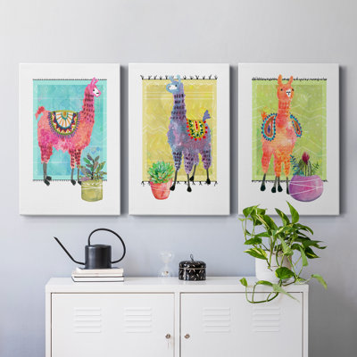 «Lovely Llama I», ensemble de 3 reproductions sur toiles tendues