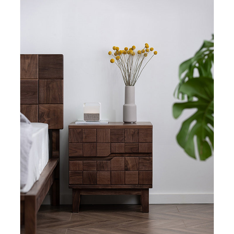Table de chevet haut de gamme en bois massif, luxueuse chambre à coucher, commode tridimensionnelle