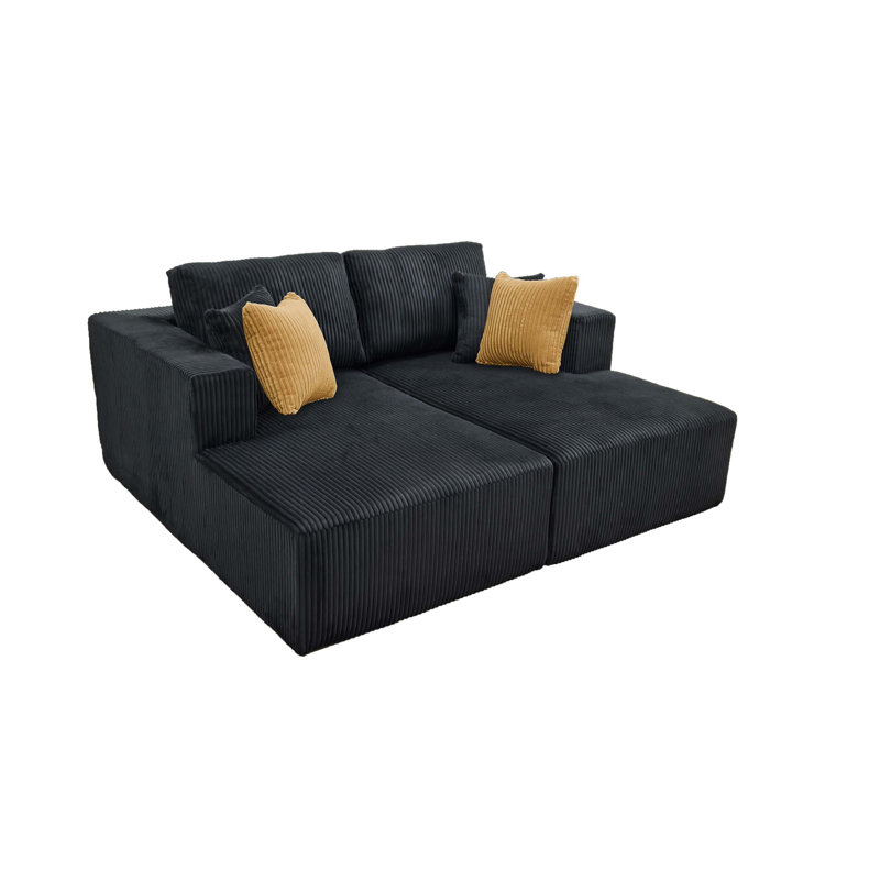 Boneless Froshtonvale Double Chaises Loveseat, Black