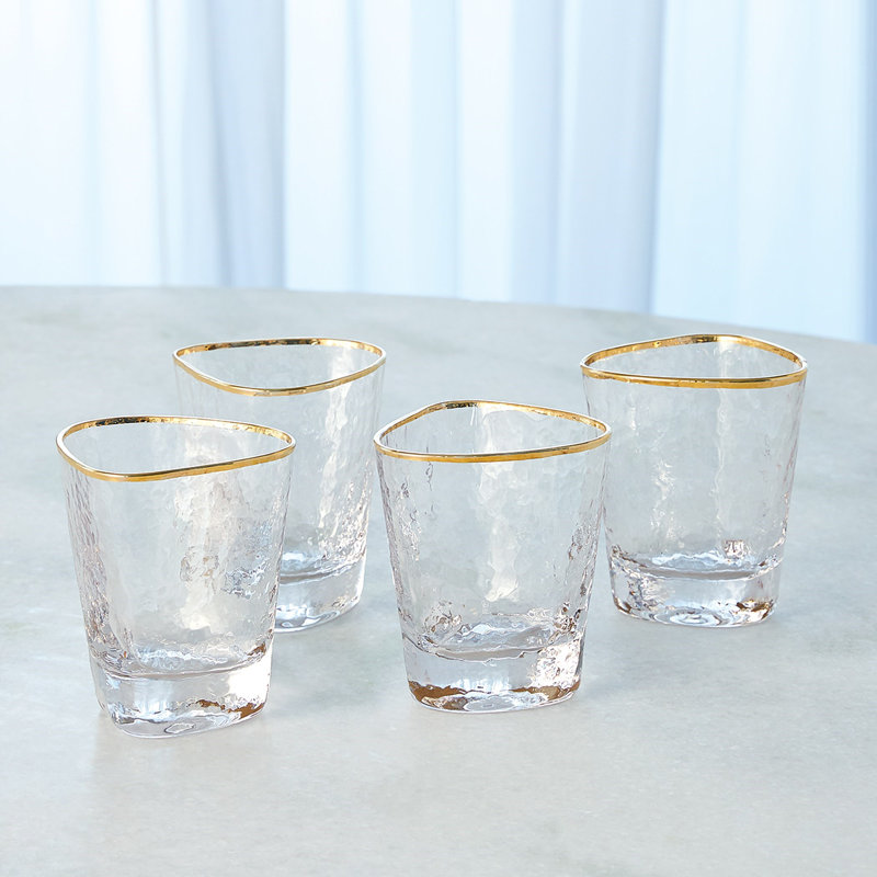 Hammered DOF Glass-Clear w/Gold Rim