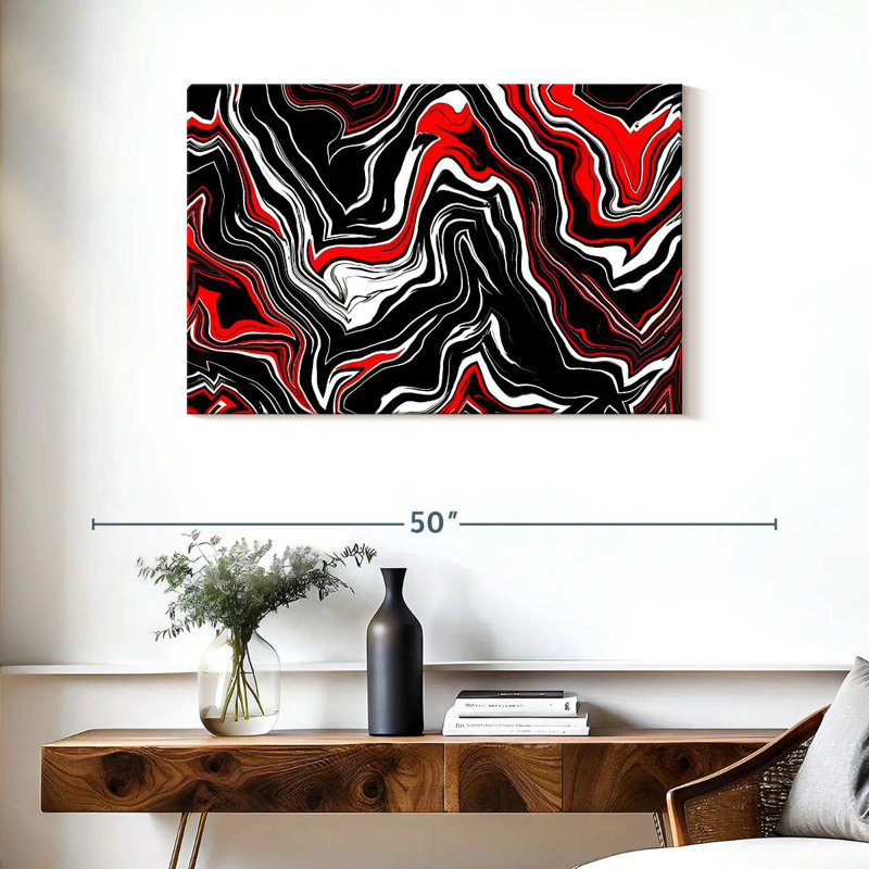 Avery abstrait rouge et blanc, H 24 po x l 36 po