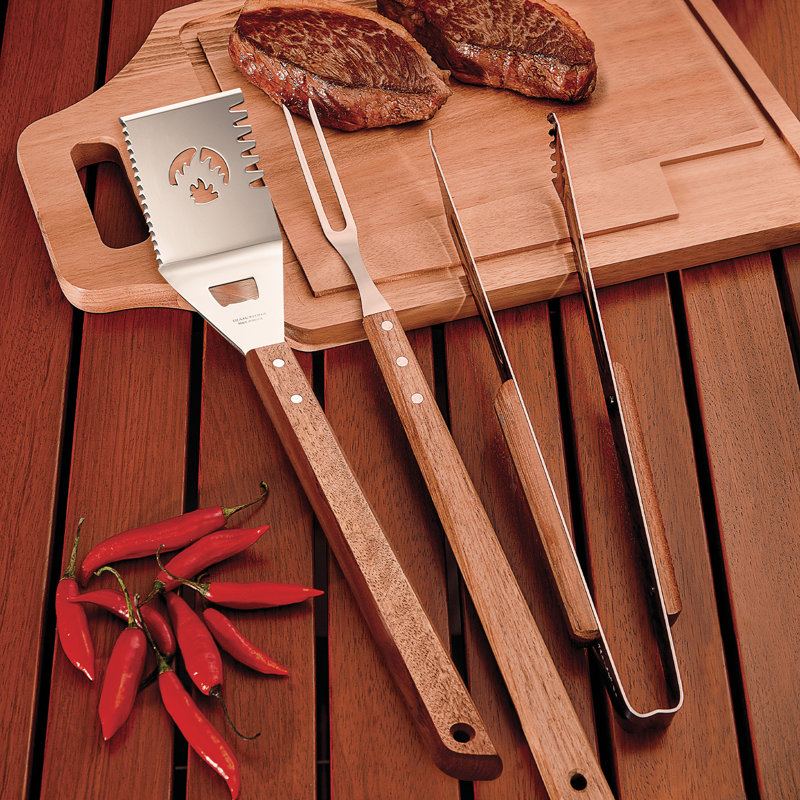 Tramontina Wooden Handle 3 Pcs. Barbecue Tools Set