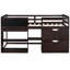 Lit mezzanine simple avec bureau à roulettes, tablette et bureau bas de taille efficace-797540690