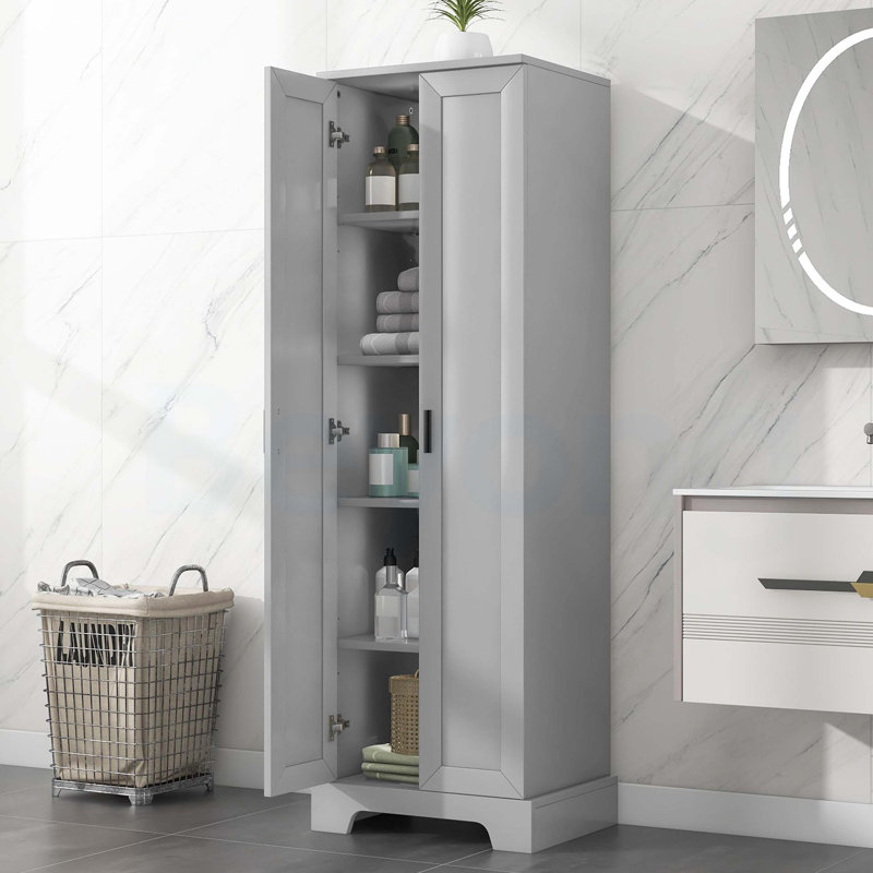 Armoire de rangement polyvalente en panneau de fibres à densité moyenne avec deux portes et une tablette réglable pour l'organisation de la salle de bain ou du bureau