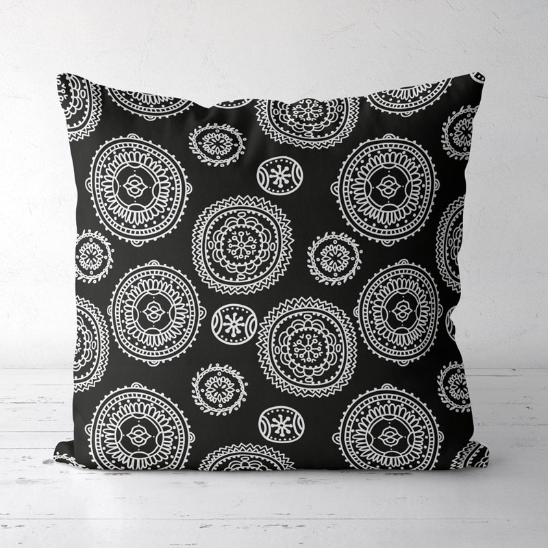 Housse de coussin carré et insert, Noir et blanc