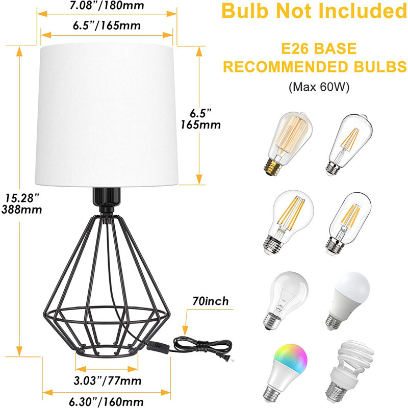 Ensemble de lampe de table 15,28 "noir