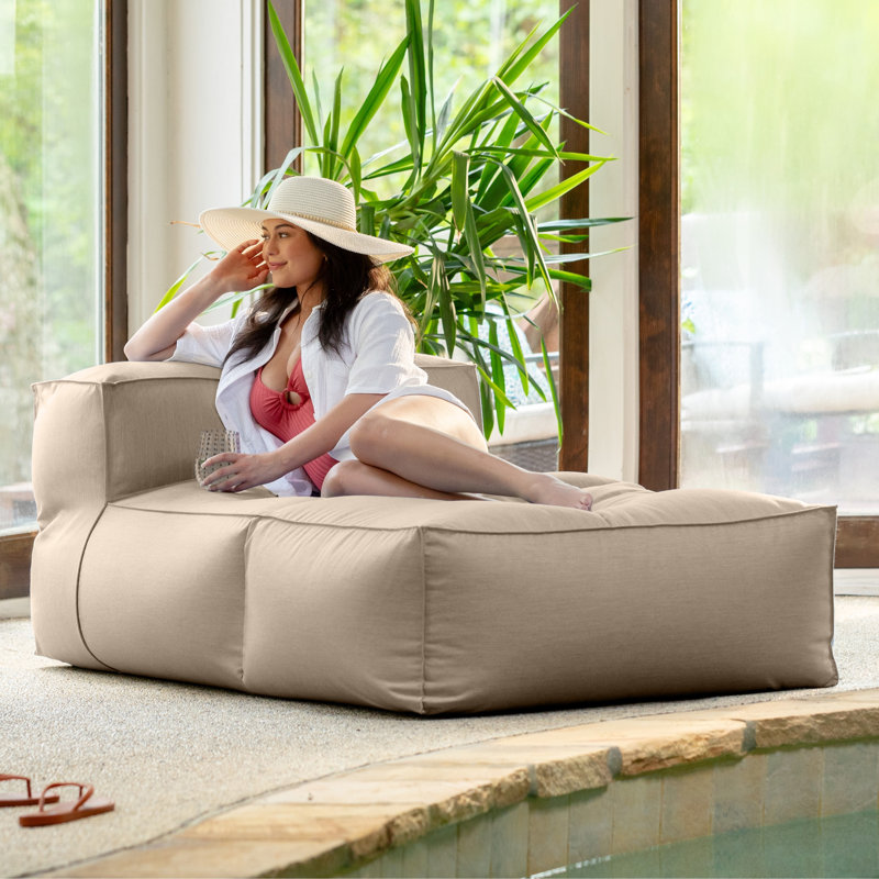 Mariabelen Outdoor Chaise Lounge, Ash