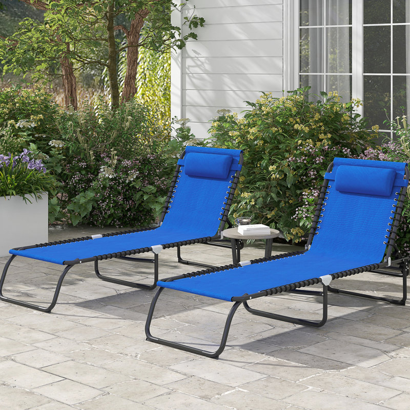 Chaise de plage supplémentaire - 4, filet respirant, méridienne extérieure bleue à 4 positions, siège en filet