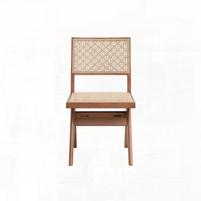Ensemble de chaises d'appoint en rotin à finition naturelle avec motif géométrique