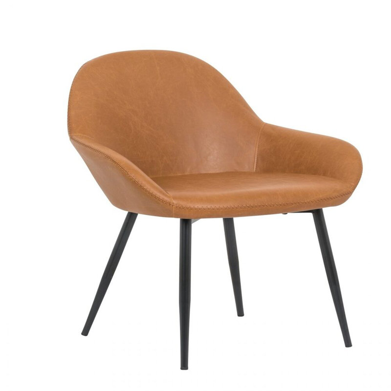 Chaise avec accoudoirs en tissu d'ameublement Ellerton, Brun clair