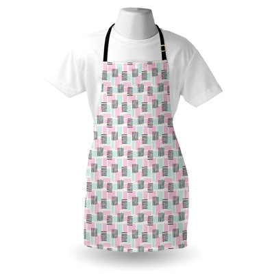 Corrigan Studio® Geometric Apron Unisex Stripes and Rectangles Adult Size Pale Pink Pale Blue