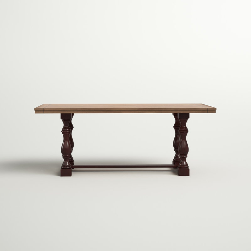 Table de salle à manger en bois massif Fortville, Baie antique