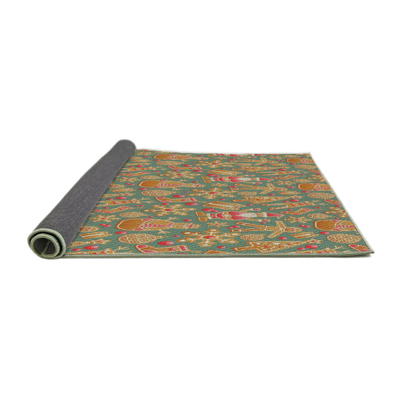 Tapis vert/jaune tissé à la machine, Carré 6 pi