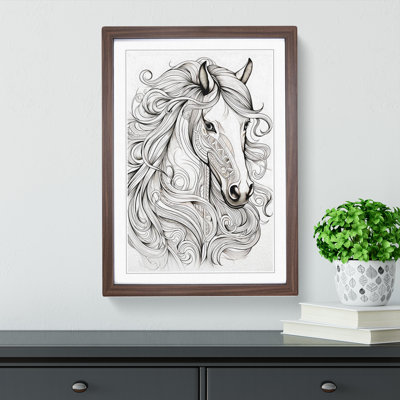 Horse Line Art - Framed Print