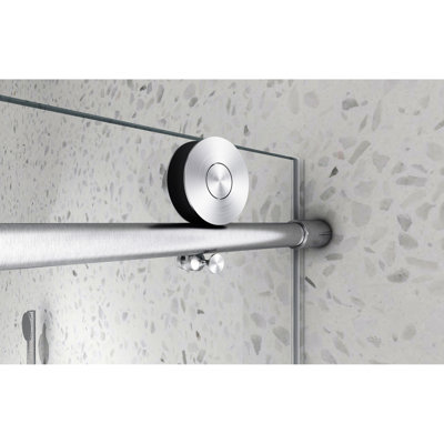 Shower Door 6063 Matte Black - Unframed With -Proof Membrane, Nano Clean, 70Mm 304 Stainless Steel Pulley, Bathroom One Fixed & Movable Door, Big Pulleys, Adjustable , Easy-Cleaning, Stick - 5/16''