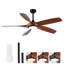 Ventilateur de plafond de 56 pouces à 5 pales en ABS avec ensemble de 3 lumières DEL de couleur, DC 6 vitesses, ventilateur de plafond à télécommande pour patio, salon, chambre à coucher, bureau, intérieur (noir mat + bois)