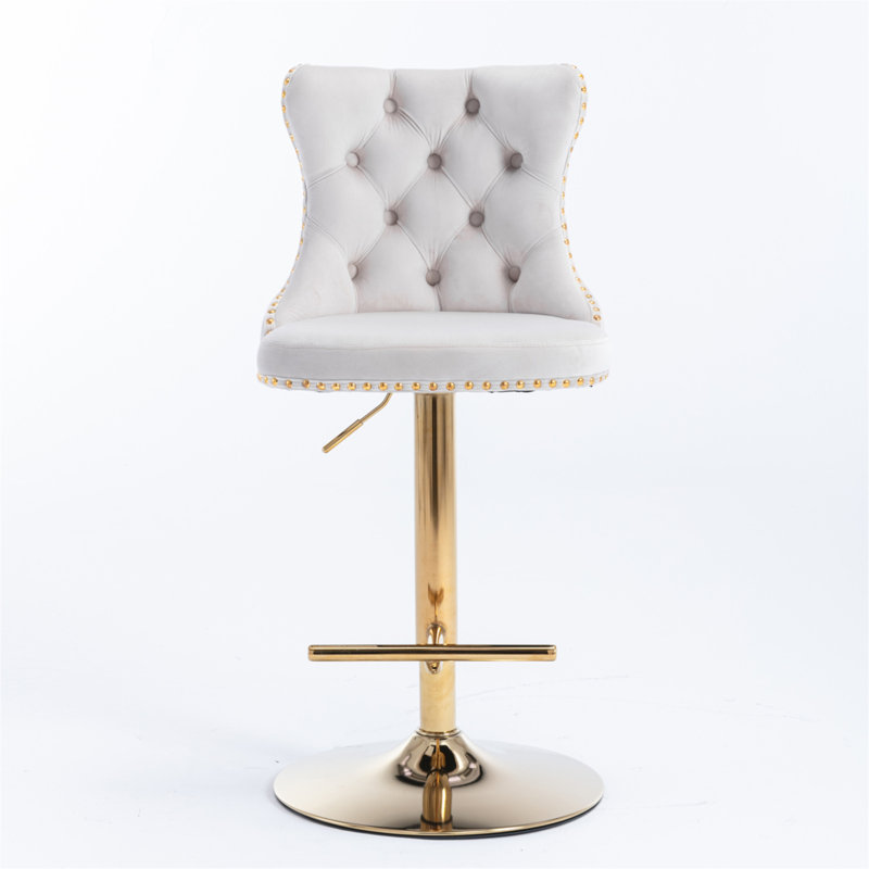 Tabouret pivotant à hauteur réglable Stormstown, Beige, Or