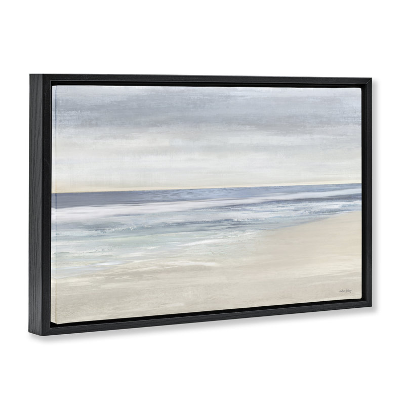 Toile flottante encadrée Subtle Beach par Amber Sterling, H 21 po x l 31 po, Cadre flottant noir de jais
