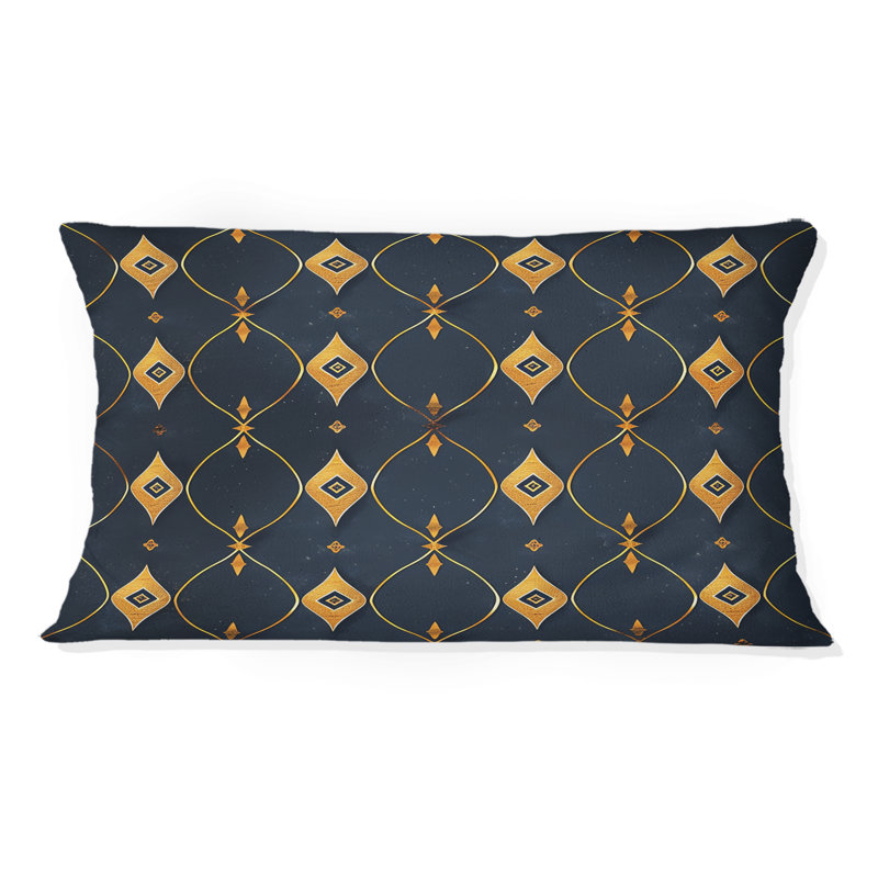 Navy Gold Diamond - Transitional Lumbar Pillow