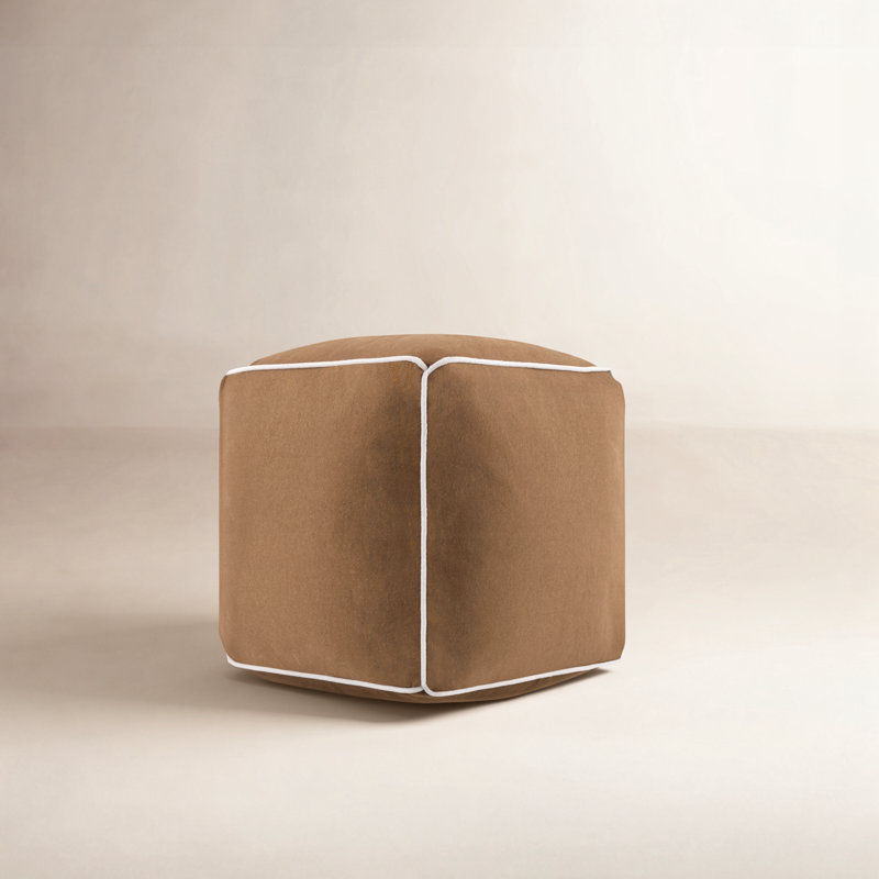 Ackerly Pouf, Brown/White