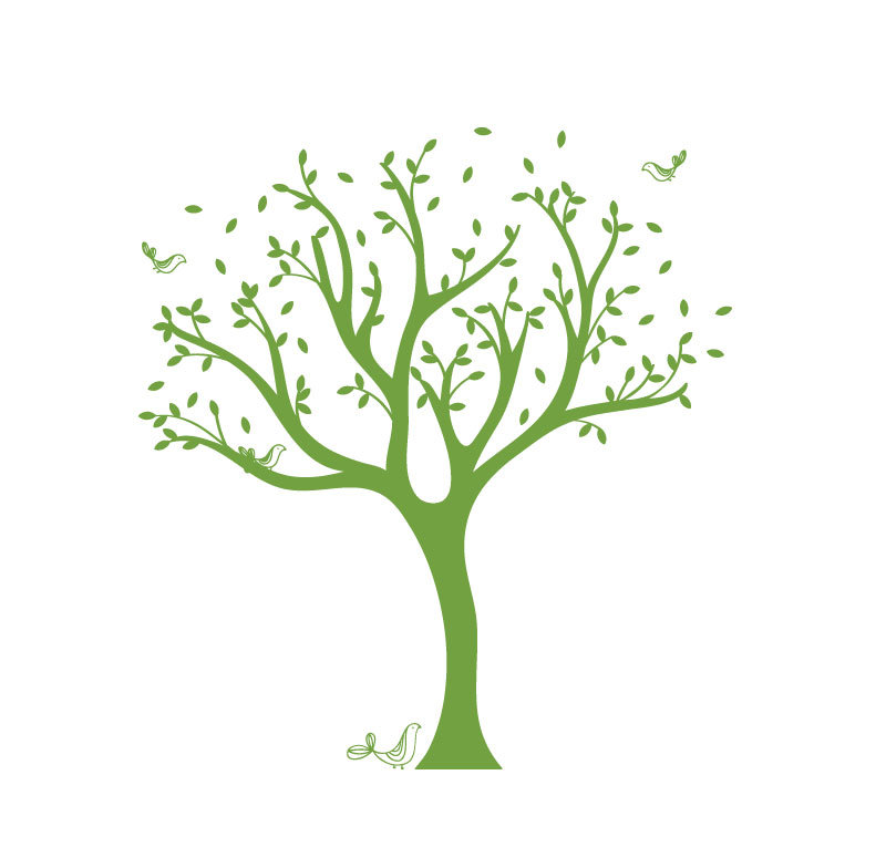 Décalcomanie murale arbre tweet, Vert lime