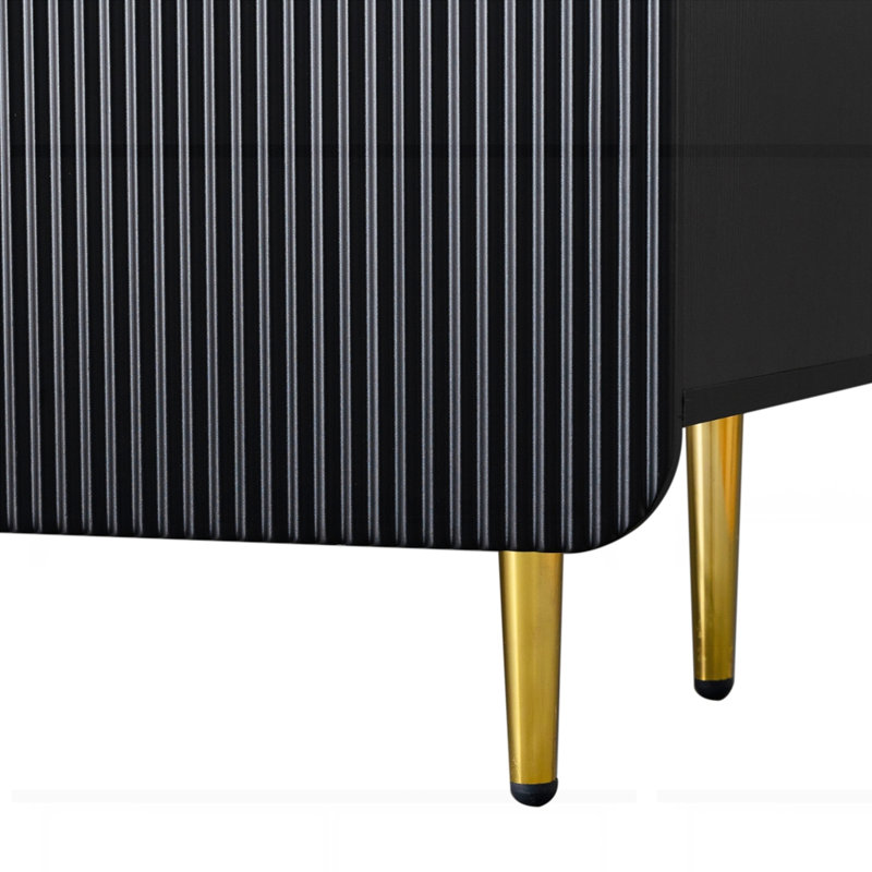 Armoires de commode avec pieds en métal, Noir