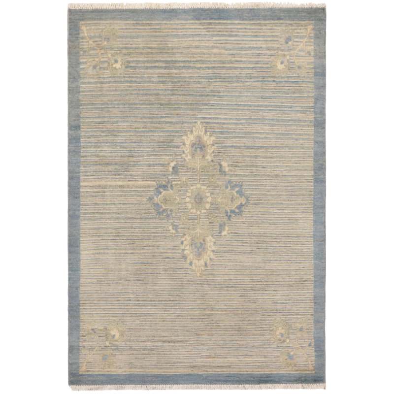 Dorretta One-of-a-Kind 3'3'' X 4'10'' 1900s Wool Area Rug Blue/Beige/Green/Gray