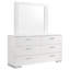 Commode 6 tiroirs en bois avec miroir blanc brillant